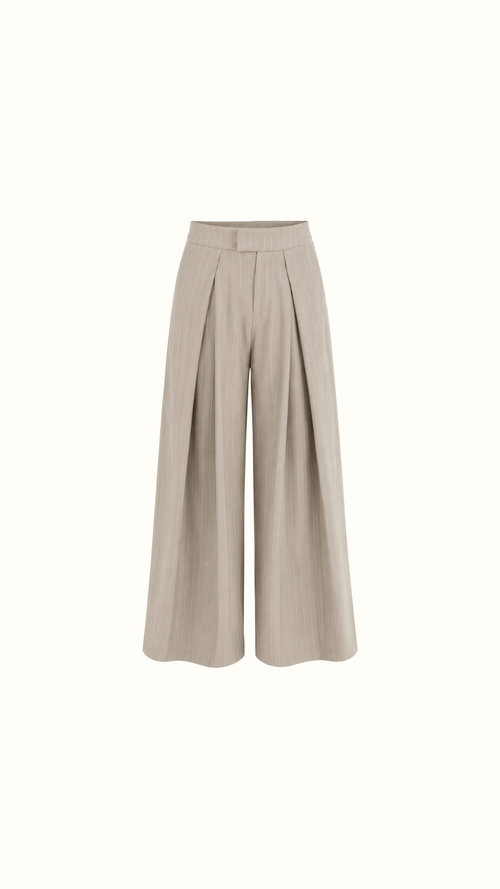 Flowy pantalon | Beige met streep