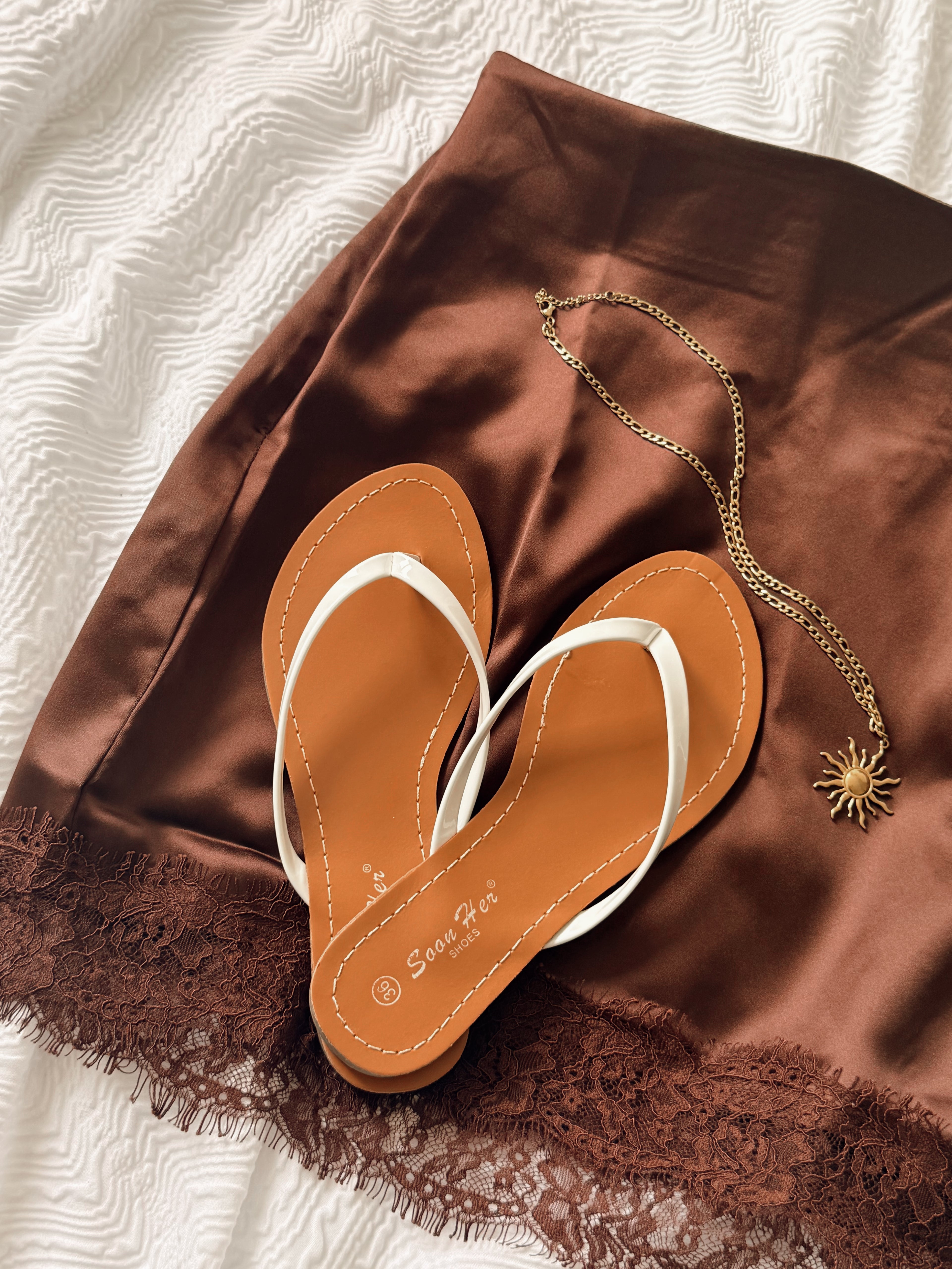 White strap slippers
