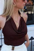 Halter top met gouden detail | Bruin